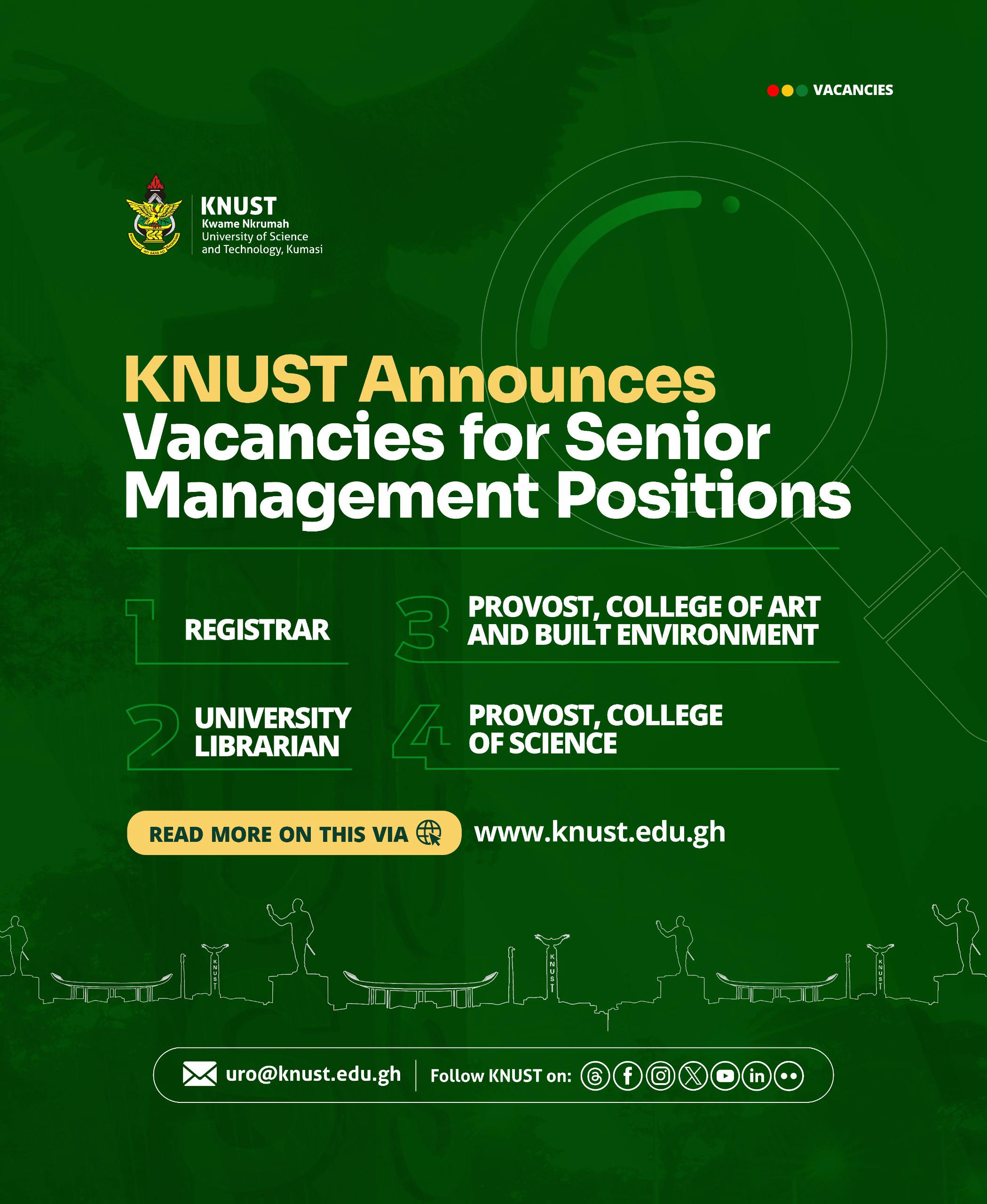 VACANCY FOR THE POSITION OF UNIVERSITY LIBRARIAN